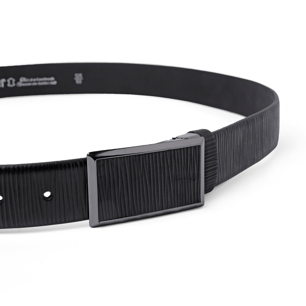 Black Texture Leather Belt-Turkish Made