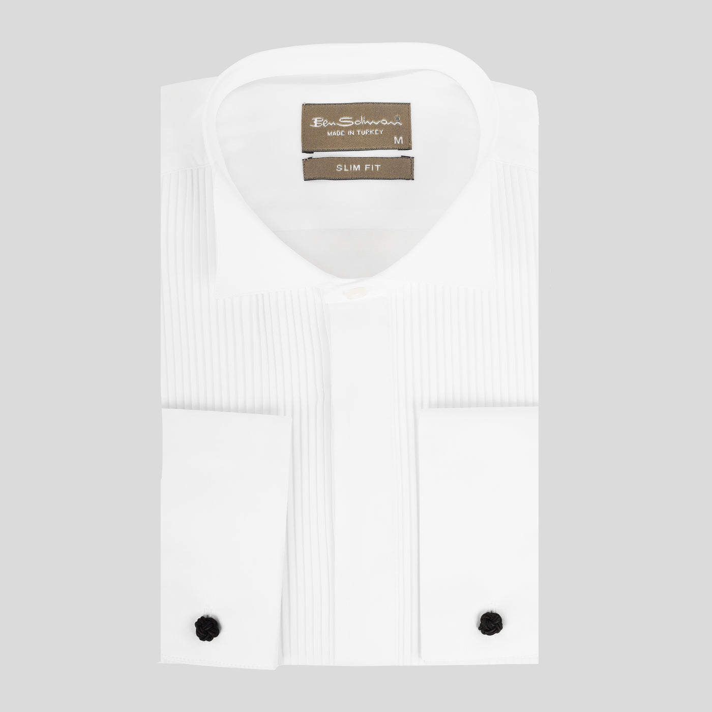 Slim Fit White Pleated Tuxedo Shirt