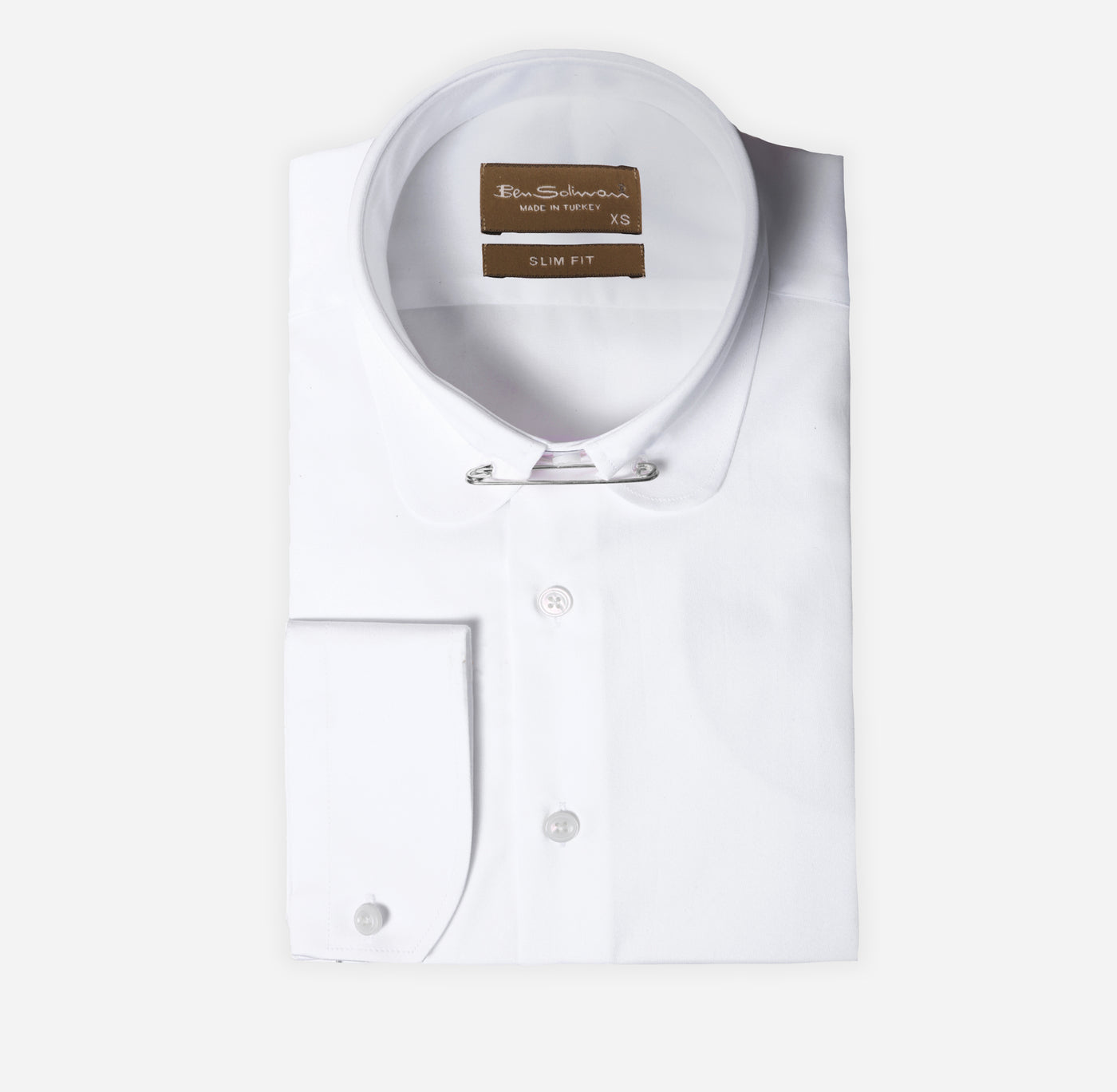 Slim Fit White Cotton Shirt - Pin Colar