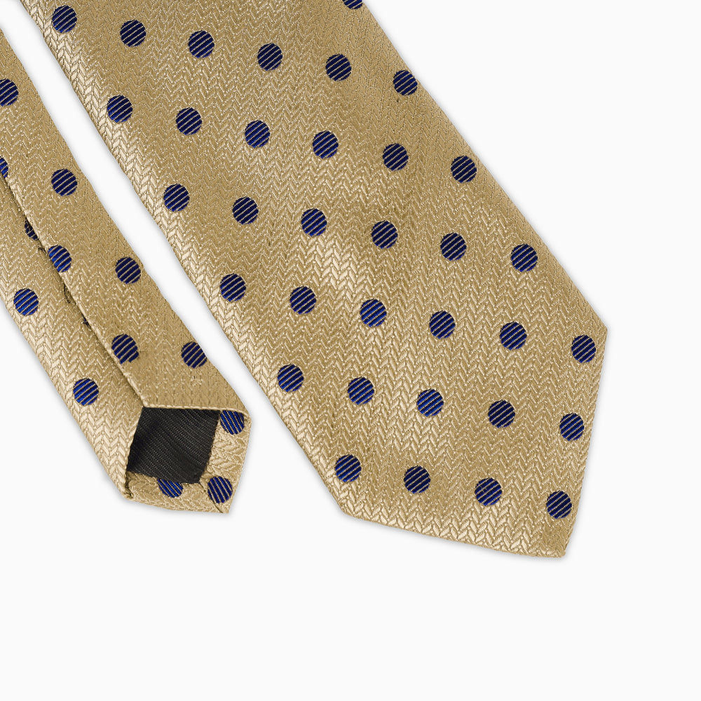 Beige Tie - Dot Pattern-Turkish Made