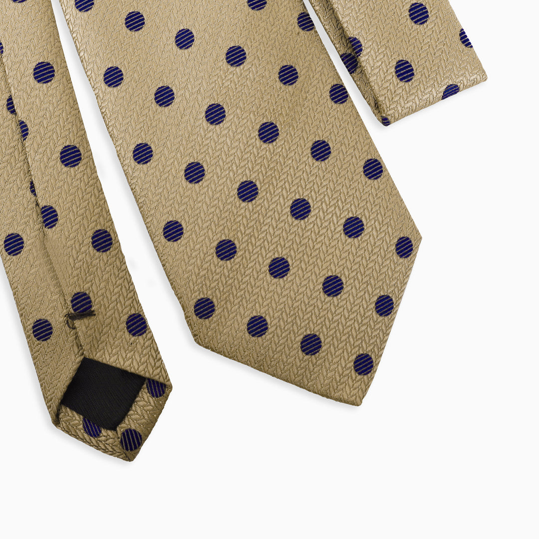 Beige Tie - Dot Pattern-Turkish Made