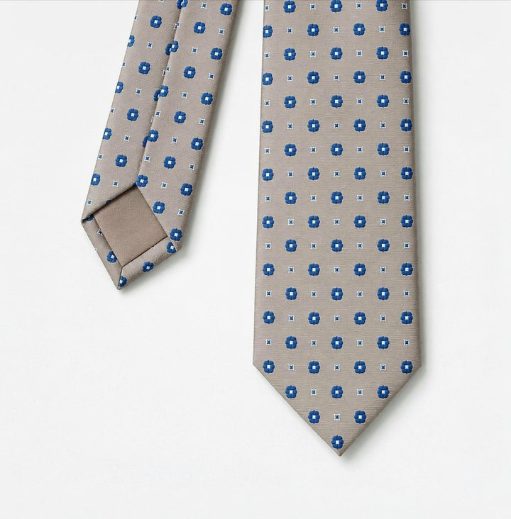 Biege Floral Pattern Tie-Turkish Made