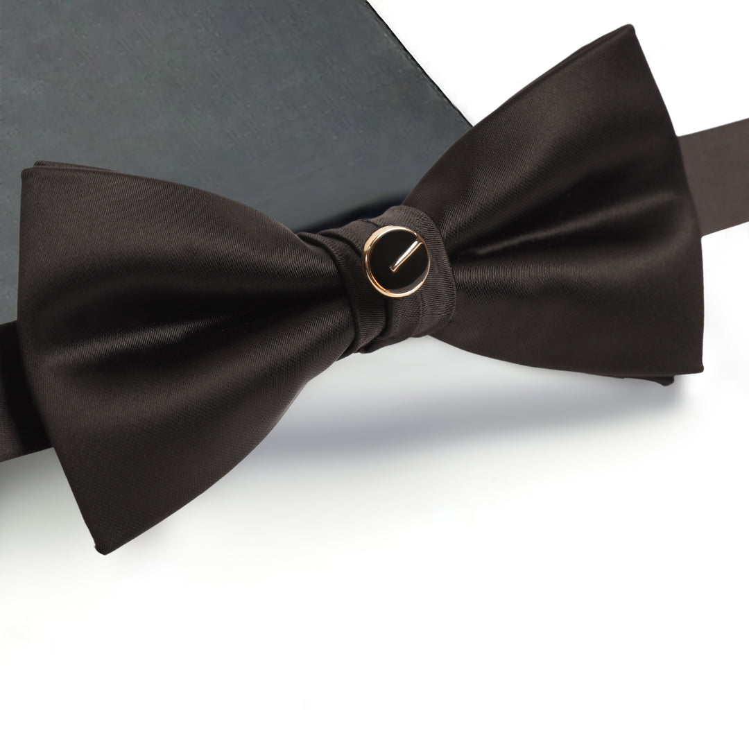 Black Bow Tie - Black Button In Middle-Turkish Made