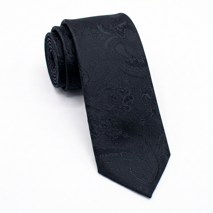 Black Floral Tie-Turkish Made