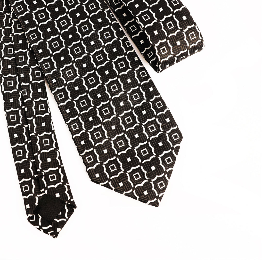 Black Flowry Tie-Turkish Made