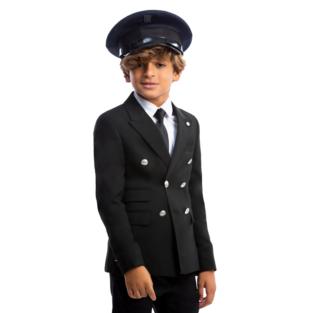 Black Kids Suit - Double Breasted - Turkish Made