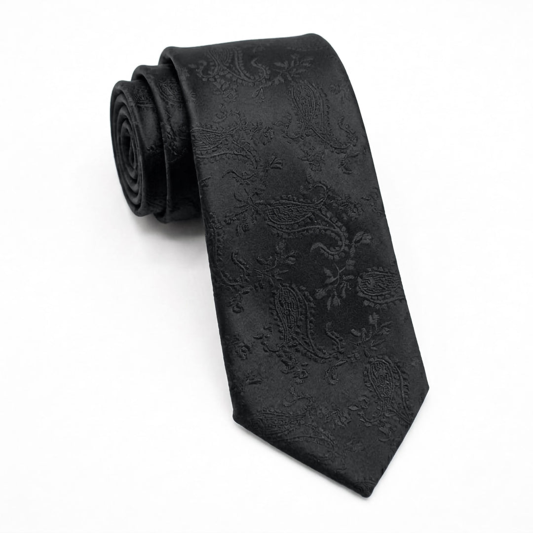 Black Paisley pattern Tie - Turkish made