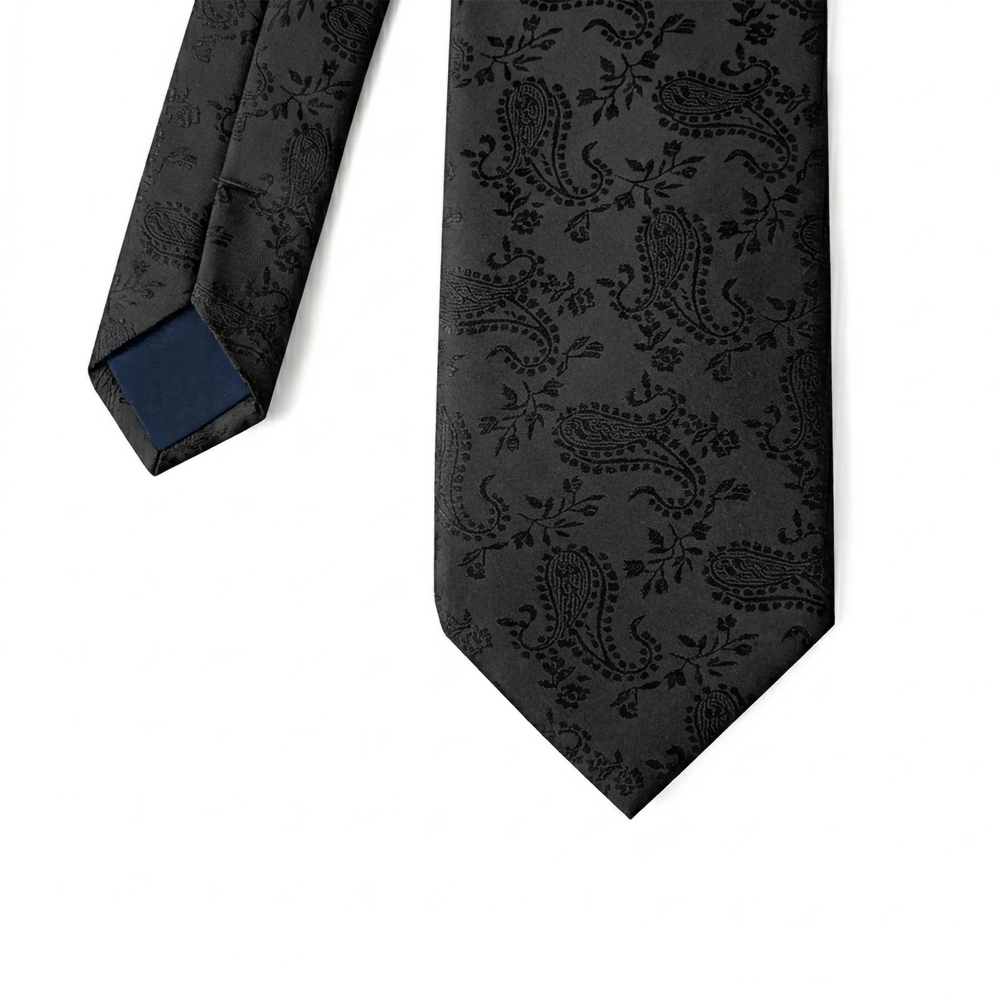 Black Paisley pattern Tie - Turkish made