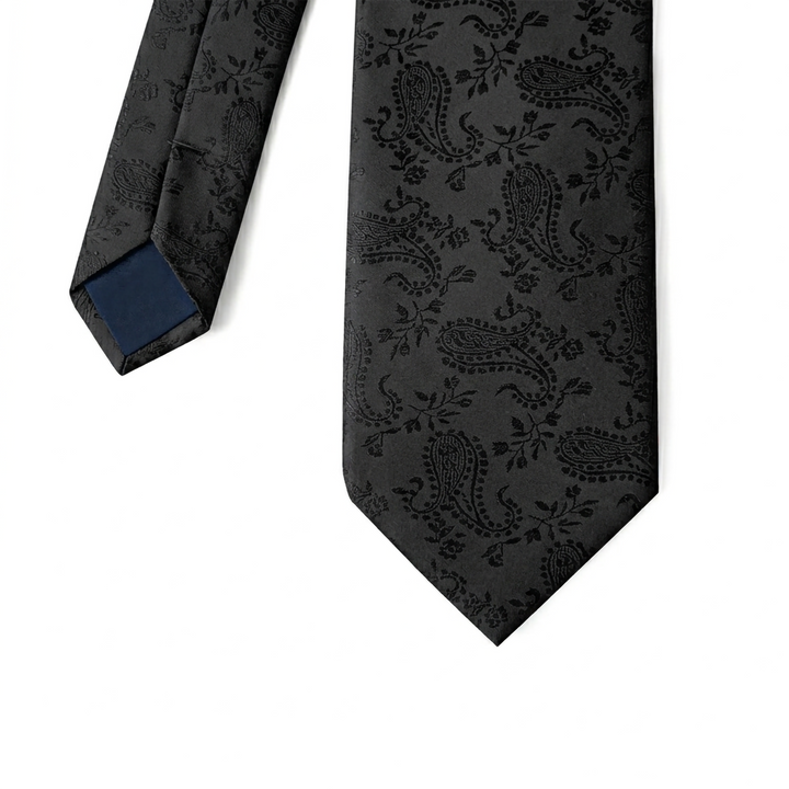 Black Paisley pattern Tie - Turkish made