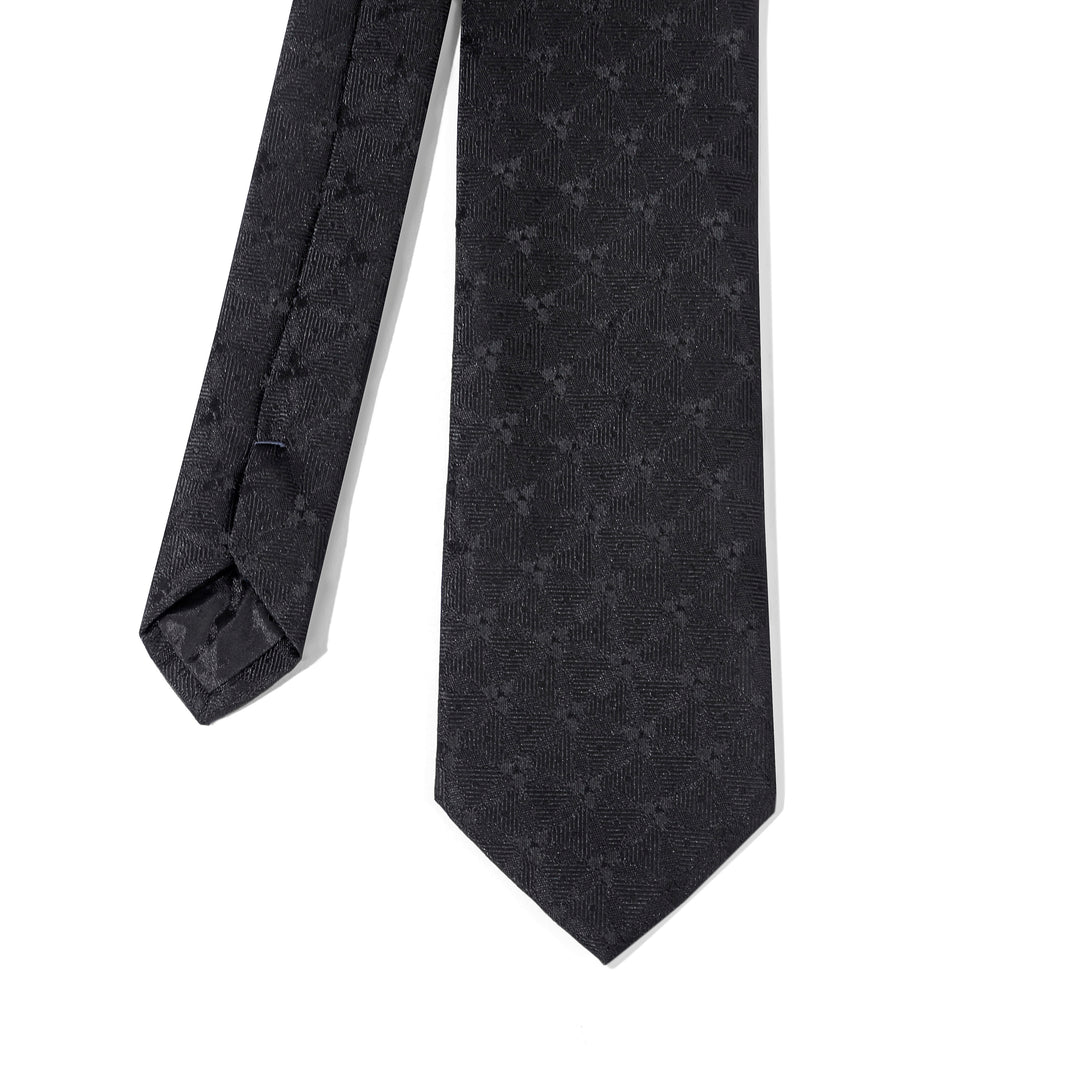 Black Pattern Tie - Turkish made