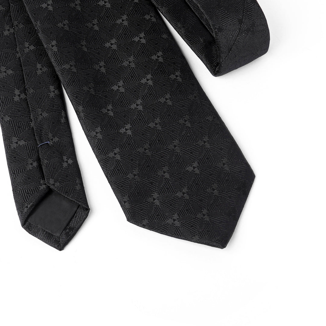 Black Pattern Tie - Turkish made