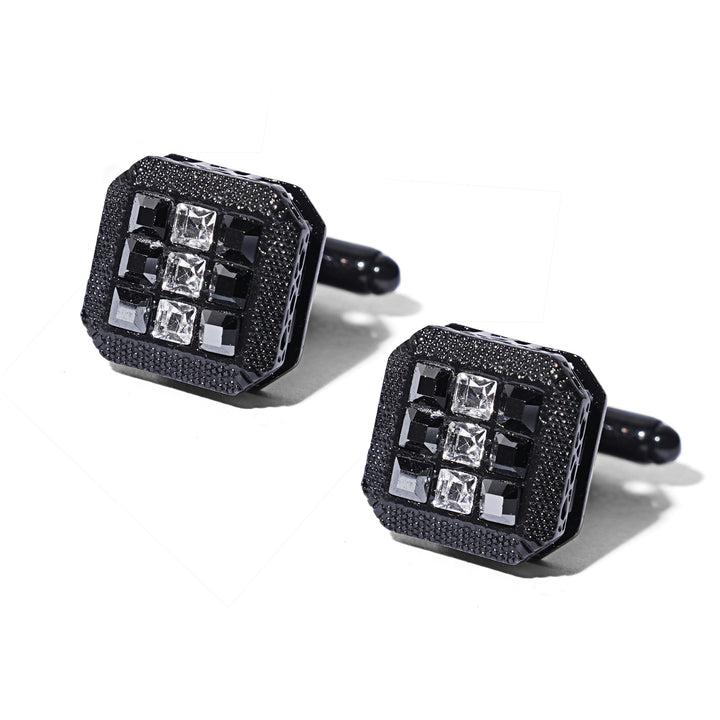 Black Square cufflink with strass - Turkish Made