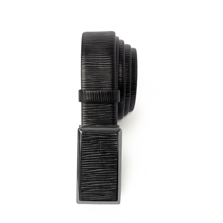 Black Texture Leather Belt-Turkish Made