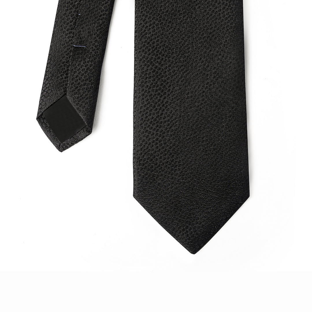 Black Textured Tie - Turkish made