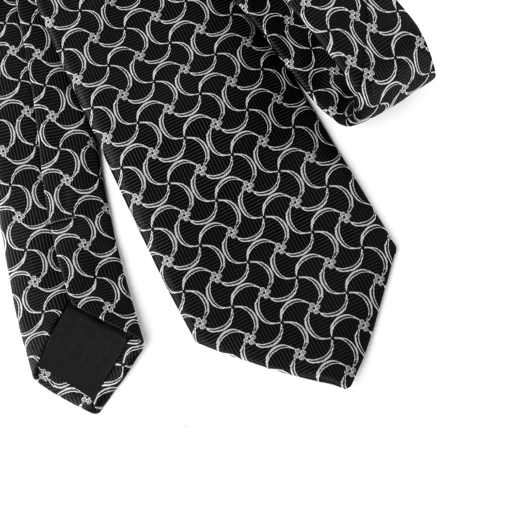 Black Waves Pattern Tie - Turkish made