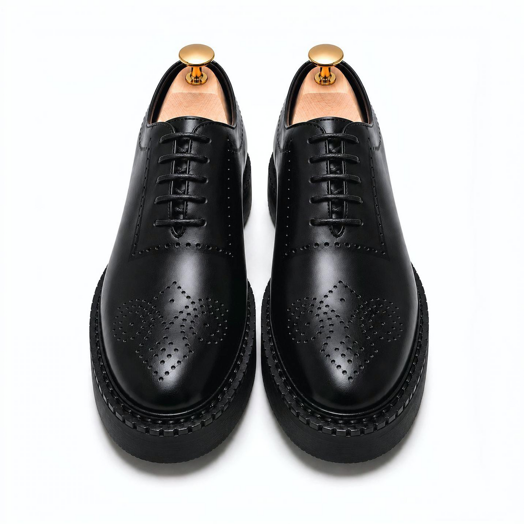 Black chunkey shoes - Brogue- Genuine leather