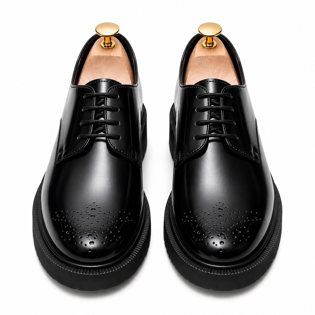 Black chunkey shoes - Brouge- Genuine leather