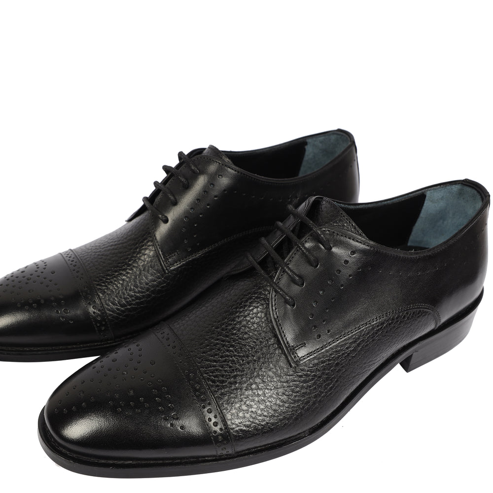 Black classic Derpy Textured shoes - genuine leather