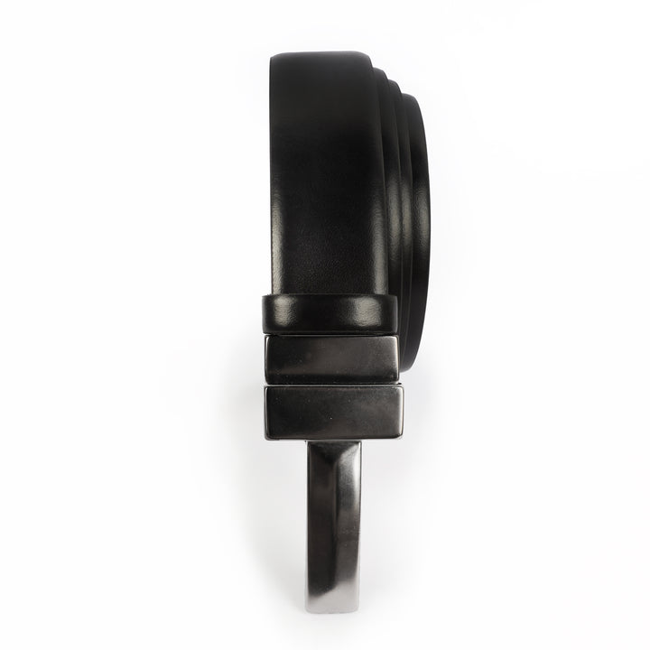 Black genuine leather matte belt silver buckle - Turkish made