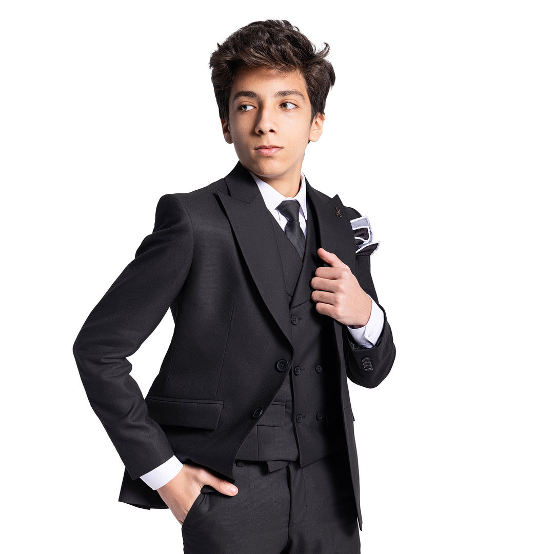 Black kids suit - Three pieces - Turkish made