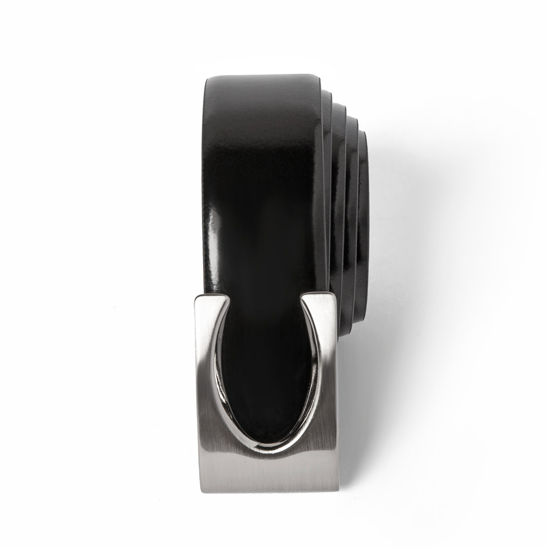 Black leather belt with silver pin buckle  - Turkish made