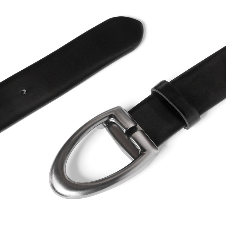 Black leather matt belt - Turkish made