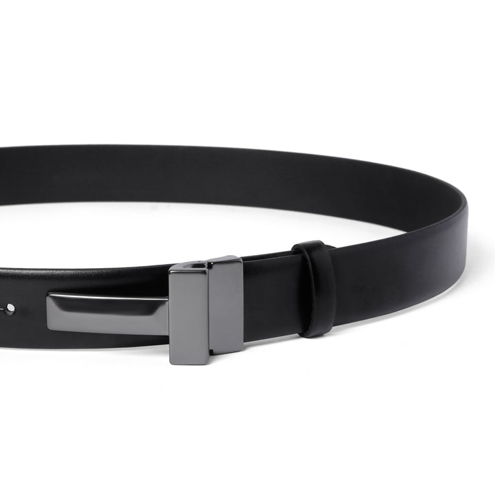 Black leather matt belt silver buckle - Turkish made