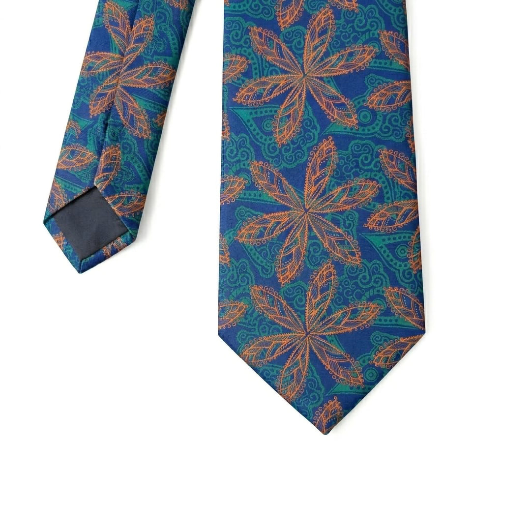 Blue Floral Pattern Tie- Turkish made