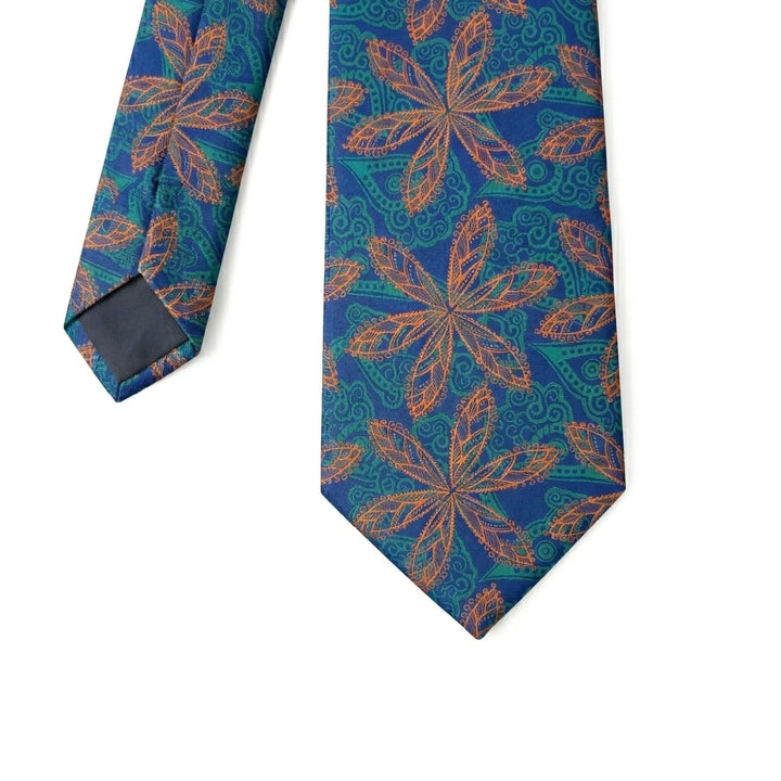 Blue Floral Pattern Tie- Turkish made
