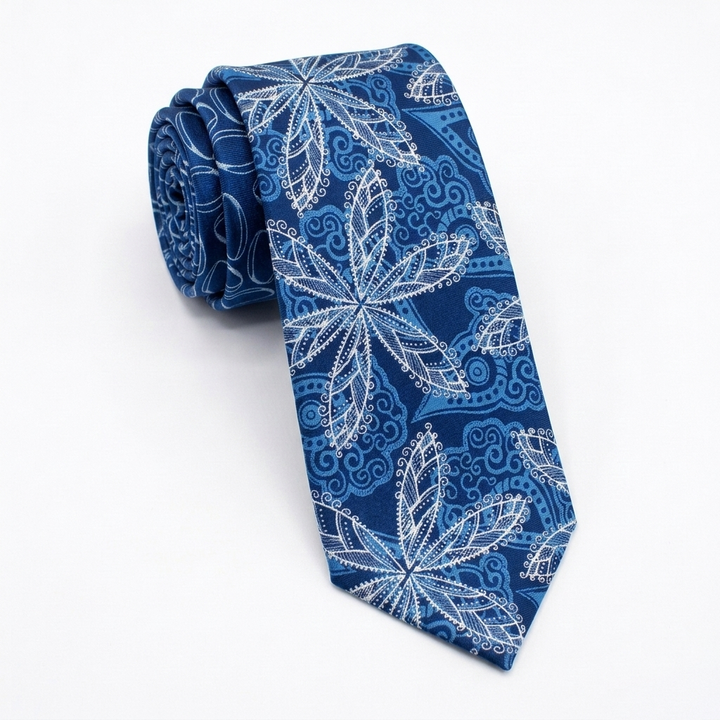 Blue Floral Tie-Turkish Made