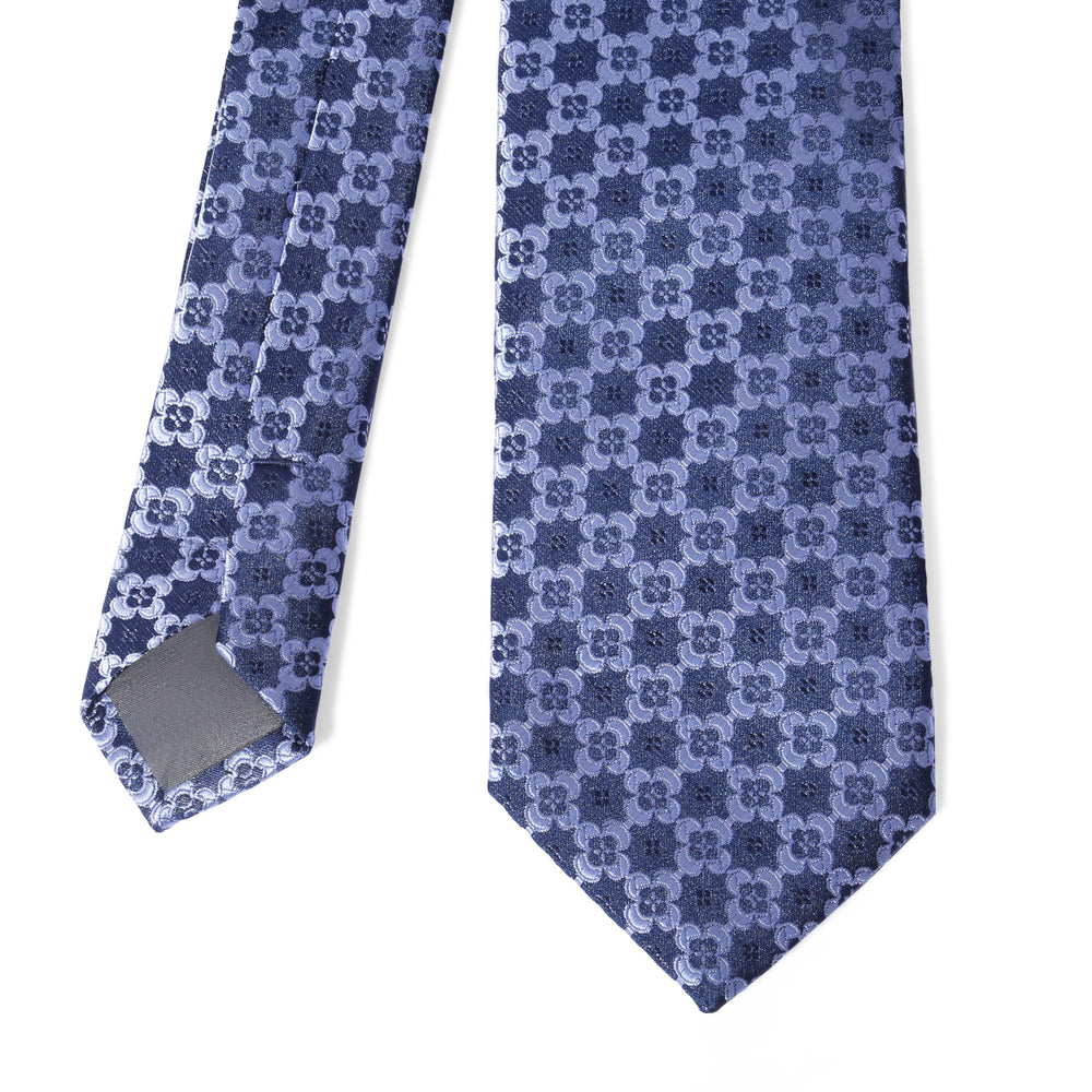 Blue Floral Tie - Turkish made