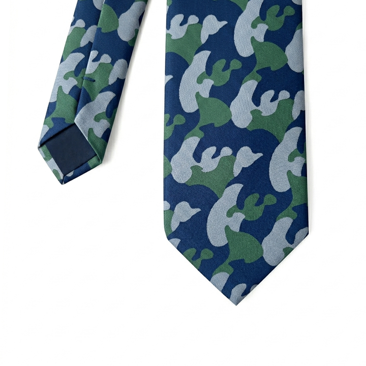 Blue & Green Camouflage Tie - Turkish made