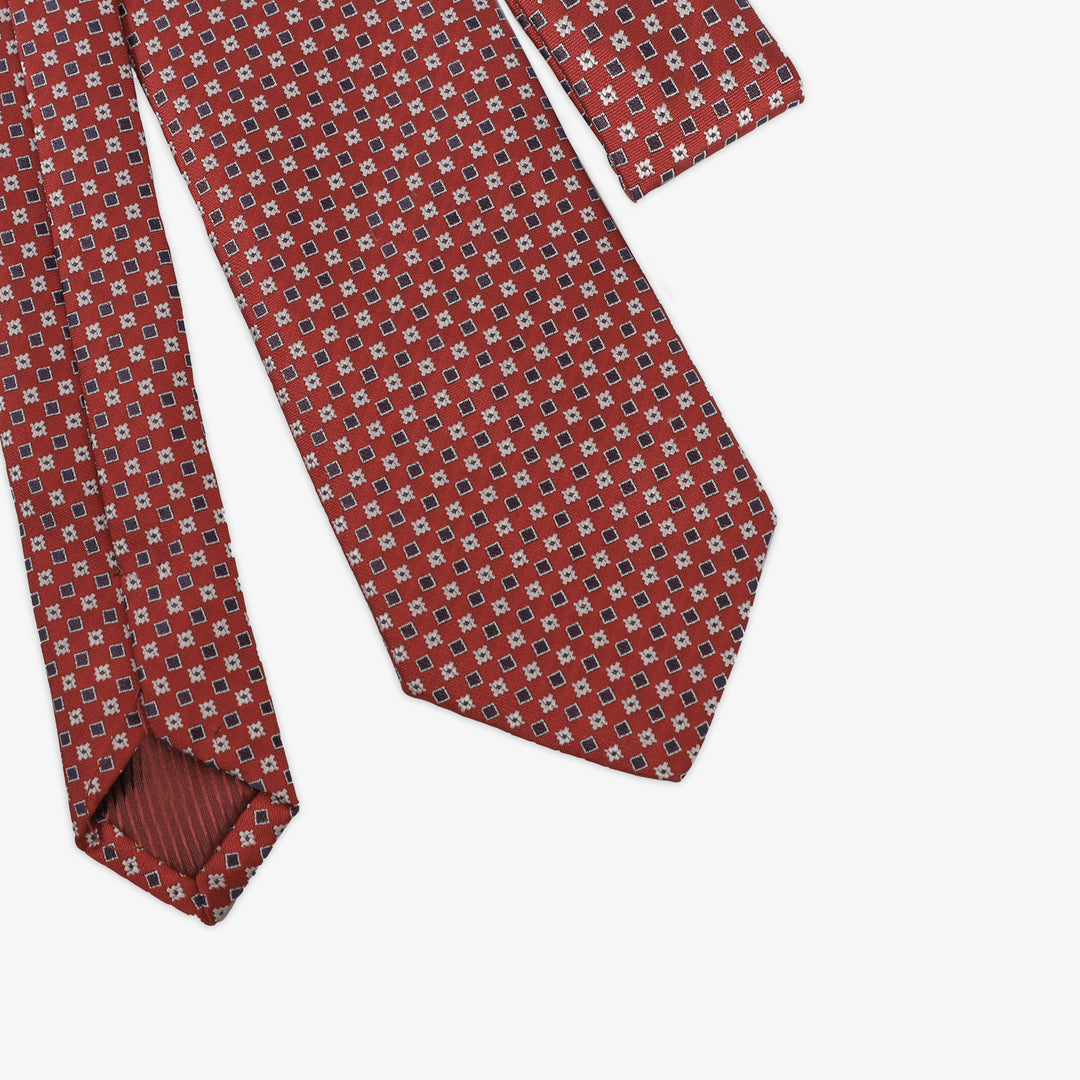 Bordo Tie - Square Pattern-Turkish Made