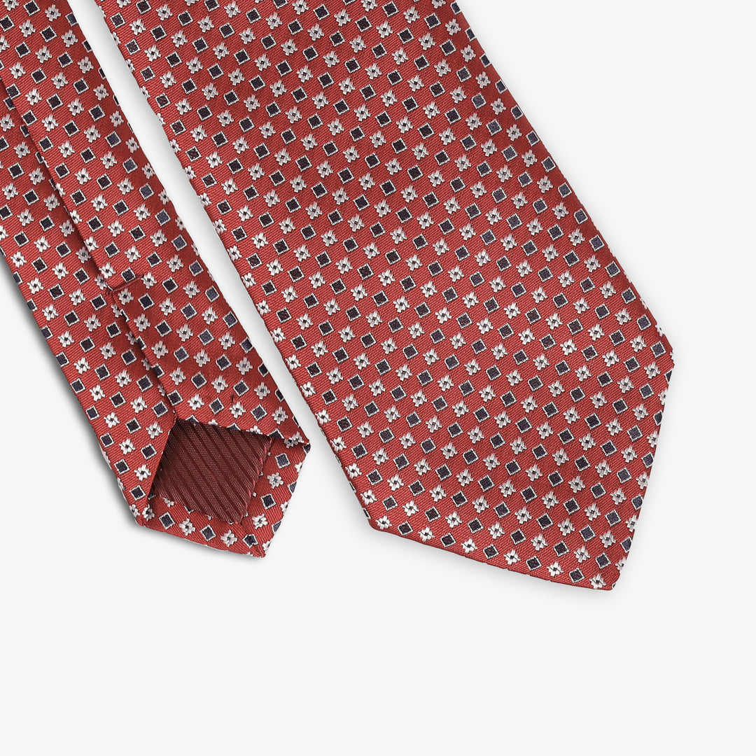 Bordo Tie - Square Pattern-Turkish Made