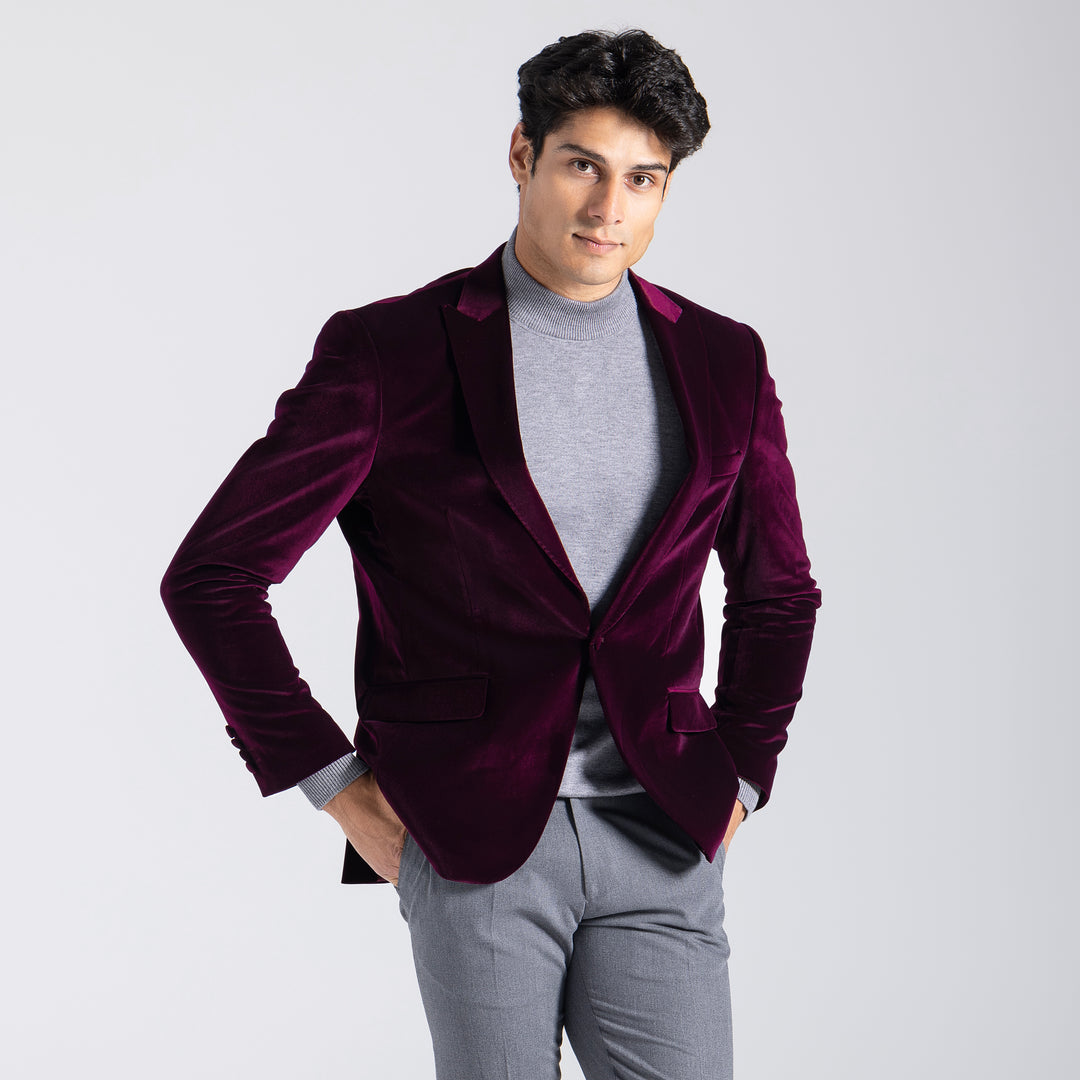 Bordo velvet Jacket-Turkish Made