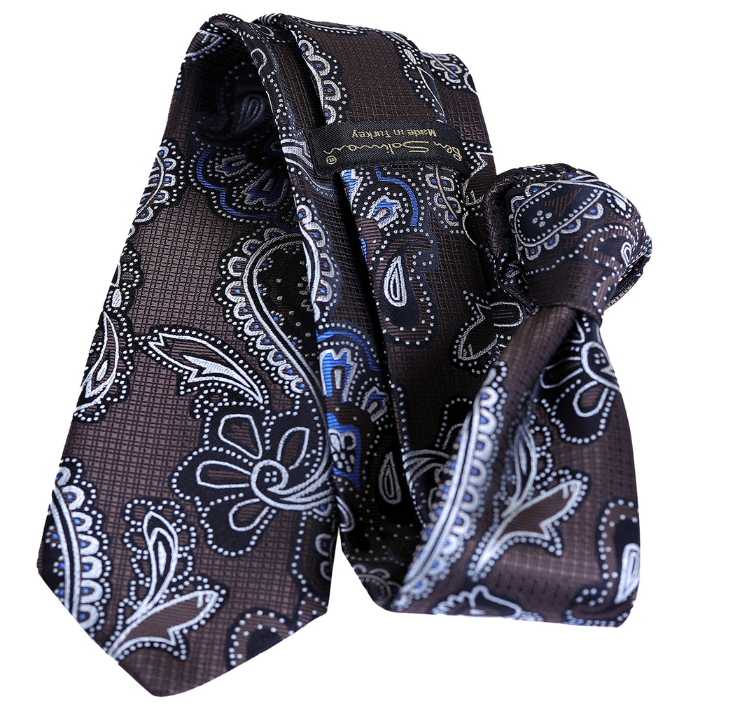 Brown Floral Tie-Turkish Made