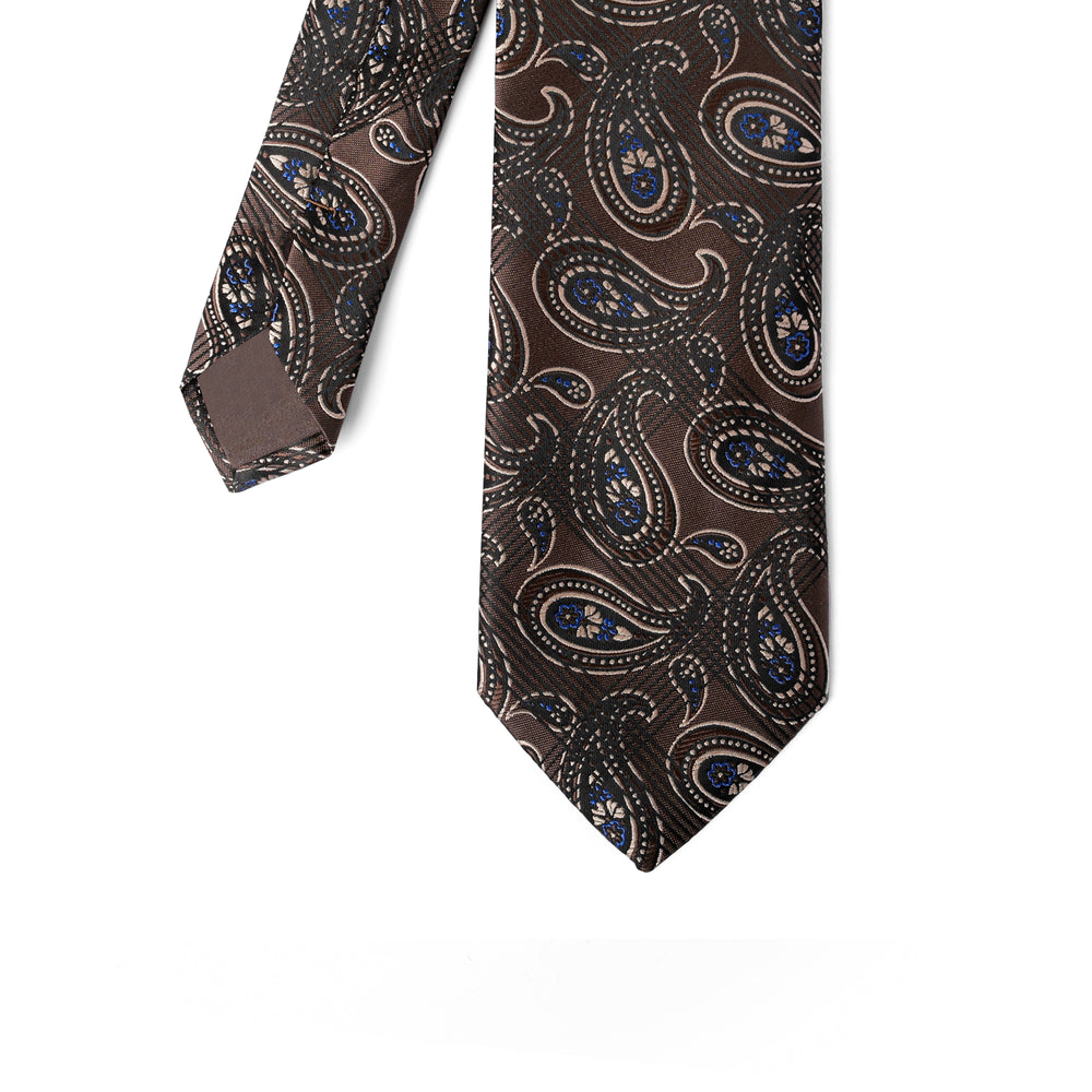 Brown Paisley Pattern Tie - Turkish Tie