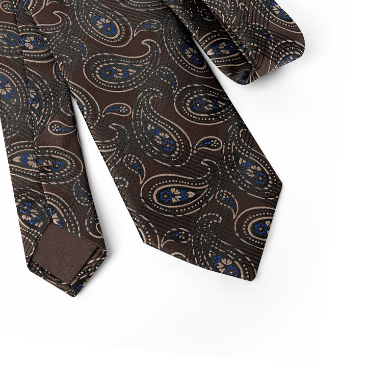 Brown Paisley Pattern Tie - Turkish Tie