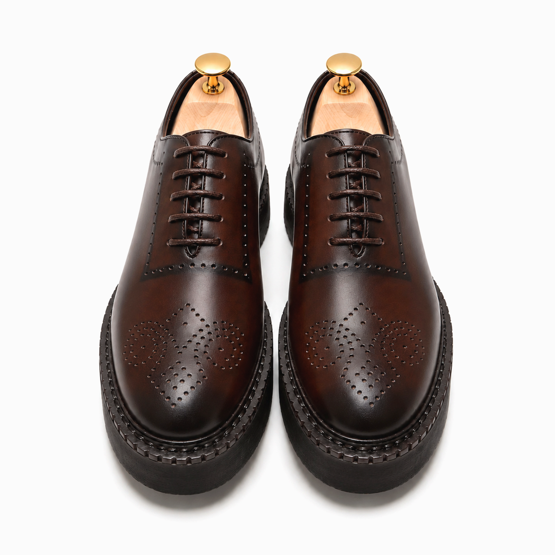 Brown chunkey shoes - Brogue- Genuine leather