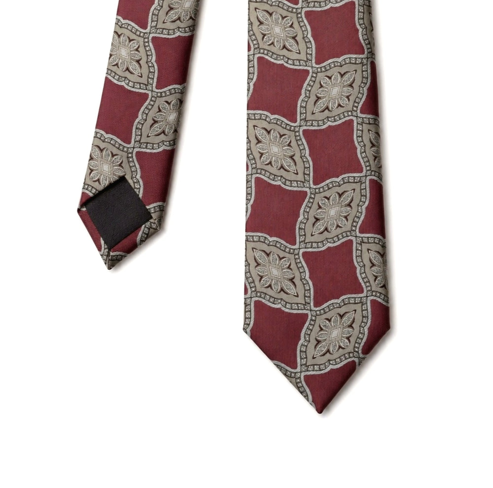 Burgundy Medallion Pattern Tie – Turkish Made
