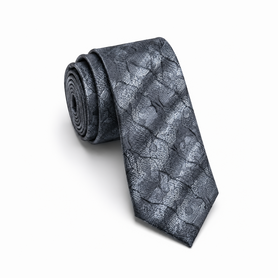 Gray Floral Jacquard Tie – Turkish Made