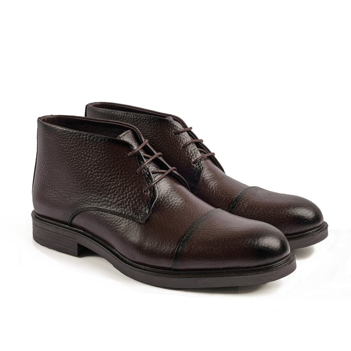 Brown genuine leather Boots - lace up