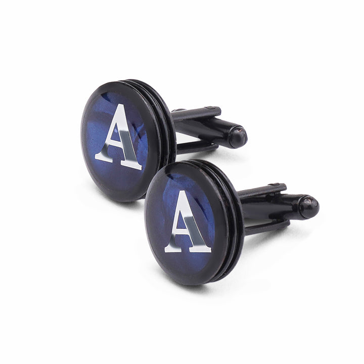 Dark Gray Cufflink letter A - Turkish Made