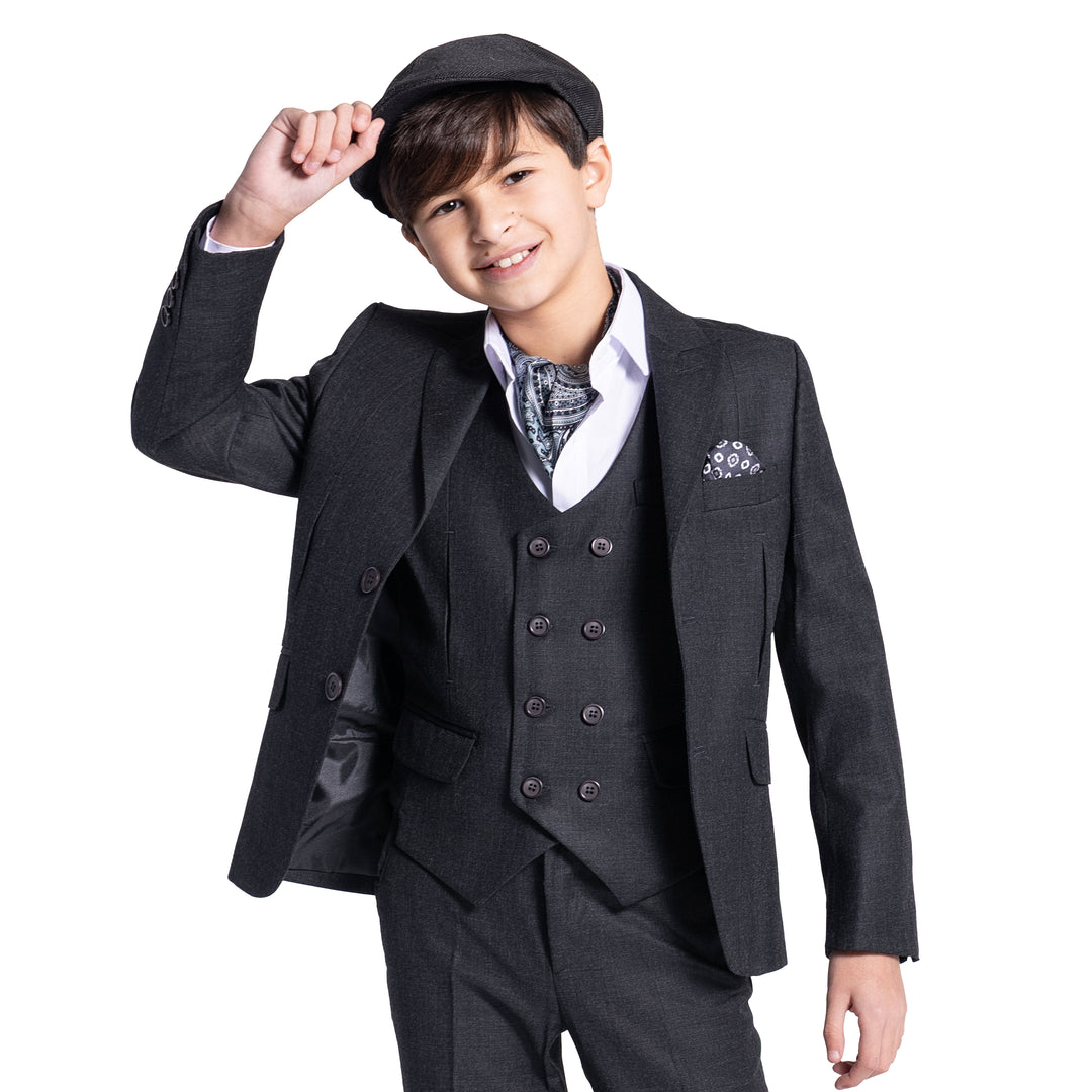 Dark Gray kids suit - peak lapel - Turkish made