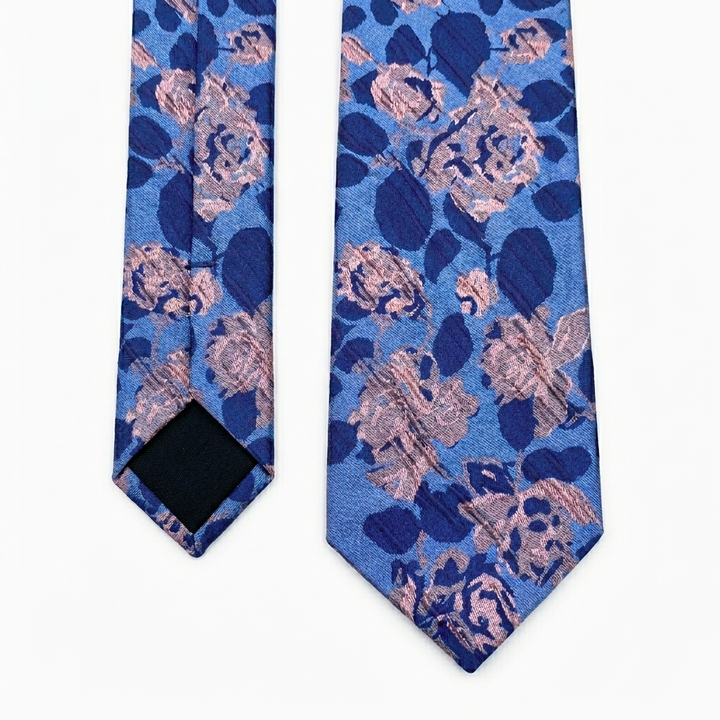 Blue Floral Tie-Turkish Made
