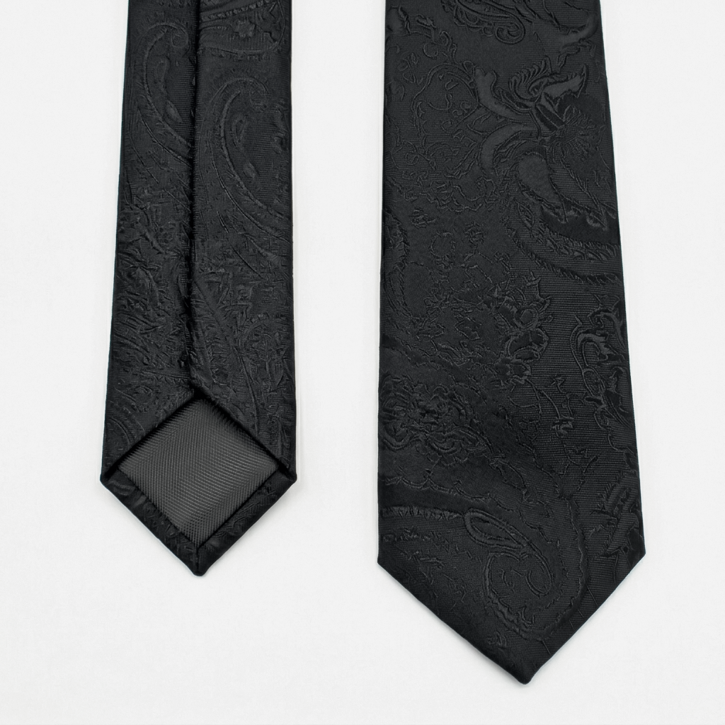 Black Floral Tie-Turkish Made