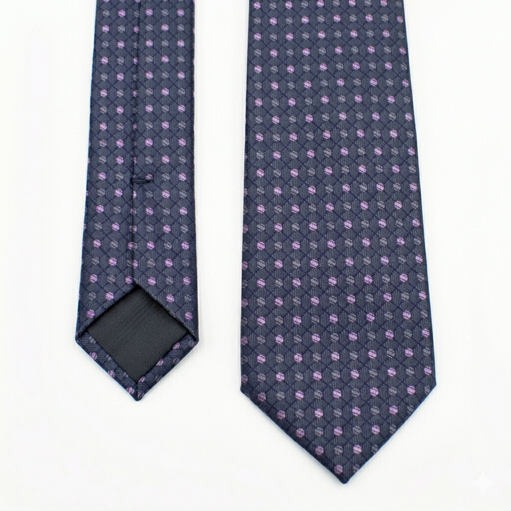 Dark Gay Dots pattern Tie-Turkish Made