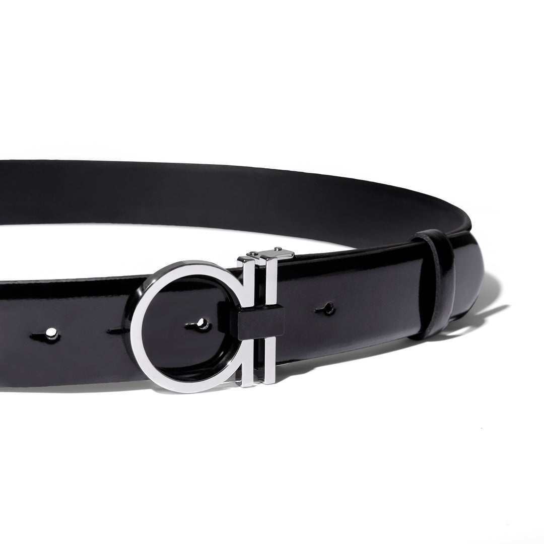 Leather verne belt with brushed-silver -Turkish made