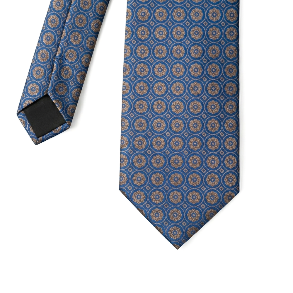 Navy Circle Pattern Tie- Turkish made