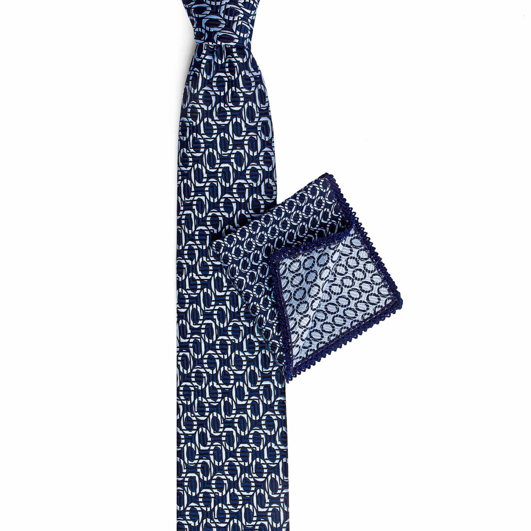 Navy Circle Pattern Tie  - Turkish Made